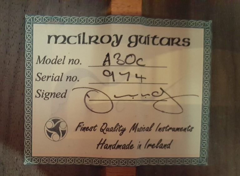 Mcilroy A30C Acoustic Guitar Handmade in Ireland